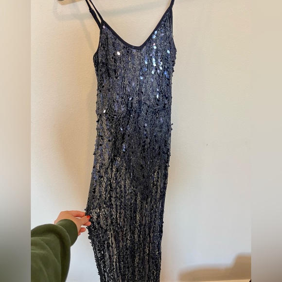 Dark blue sparkly sheer formal dress - Picture 2 of 2